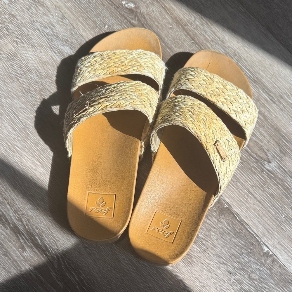 Reef Natural Woven Slide Sandals